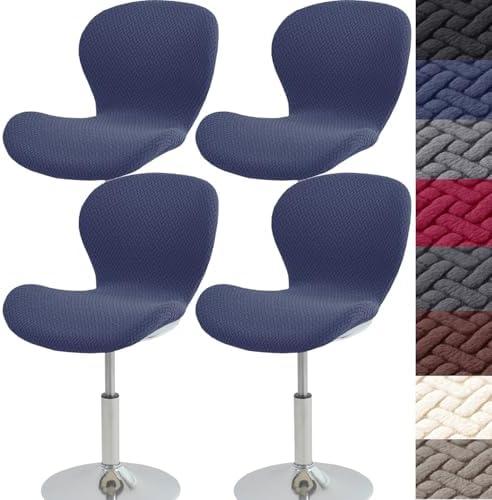HFCNMY Stool Covers,Stretch Bar Stool Covers with Backs-Jacquard Barstool Seat Cover,Washable Barstool Cover Slipcovers with Elastic Bands (4PCS,Blue)