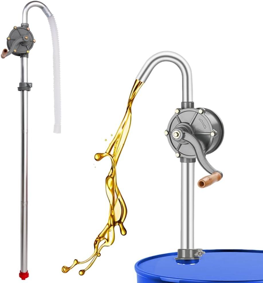 55 Gallon Drum Pump, Upgraded All-Aluminum Manual Hand Transfer Barrel Pump Fits 5 to 55 Gallon Drums - Oil, Diesel, Kerosene, Hydraulic Fluid Barrel