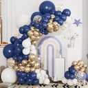 Navy Blue and Gold Balloons Garland Arch Kit-134pcs Navy Blue Gold White and Confetti Balloons in Different Sizes for New Year Graduation Baby Shower Wedding Anniversary Birthday Party Decorations