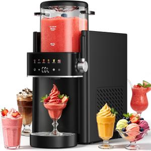 Slushie Machine, Ice Cream Maker, Slushy Machine for Home and Families, No ice needed with Rapid Chill & Temperature Control, Multi-function for Margarita, Frapp, Easy to Clean, Black