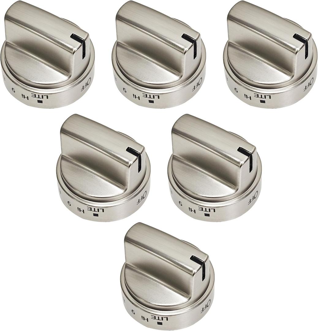 6 Pack WB03X24818 Stove Knob,Gas stove Knobs Replacement for GE Stove Knob,Compatible with PS11729081 AP5989029 4363588 EAP11729081,Reinforced D-Shape Hole Premium Burner Control Knobs (Not Universal)