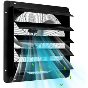 20 Inch Wall Mounted Shutter Exhaust Fan, 3500 CFM, 1500 RPM High Speed Low Noise , Aluminum Automatic Shutter Attic Fan for Attic, Garage, Louvered Vent, Shops, Greenhouse Ventilation and Cooling