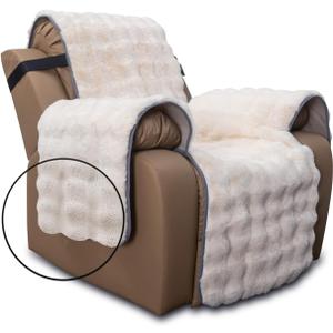 Plush and Fuzzy Shaggy Couch Cover, Faux Fur Sofa Cover, Water Resistant Slipcover, Non-Slip Furniture Protector for Kids,Dogs,Cats.(White-Bubble, Large Recliner)