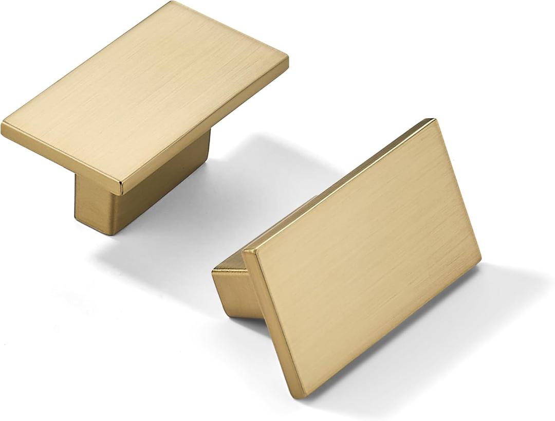 khtumeware 20 Pack Square Zinc Champagne Bronze Cabinet Knobs for Drawers and Cupboards-Screw-On,1-1/2 Inch Diameter,Warm Brass Finish,5/8 Inch Hole Center