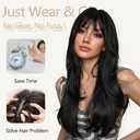 Black Wig with Bangs Long Black Wig for Women Synthetic Heat-Resistant Hair Layered Style Hair for Daily and Party Use