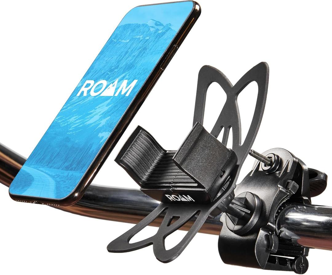 Roam Universal Black Net Bike Phone Mount Holder, 360 Rotation Hands Free Cell Navigation System for Motorcycle eBike Dirt Road Cruiser Scooter Jogging Stroller, Adjustable Up to 3.6" W x 7" L
