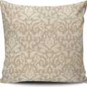XIUBA Throw Pillow Covers Case Beige Classic Damask Decorative Pillowcase Cushion Cover 20X20 inch Square Size Double Sided Design Printed (4 Pack)