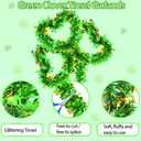 33 Ft St.Patrick's Day Tinsel Garland, Green Garland with Shamrock Saint Patricks Day Decorations for Saint Patrick's Day Party Decor, Shiny Hanging Clover St Patrick's Day Tree Decorations