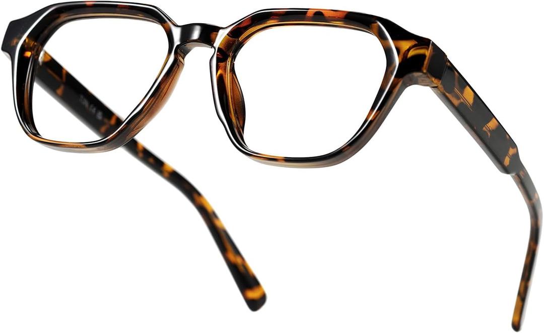 TIJN Blue Light Blocking Glasses, Anti Eyestrain UV Protection, TR90 Square Frame Glasses Chic Preppy Look for Women and Men