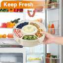 Dishwasher Safety -Divided Rotating Serving Tray with Lid and Handle,Portable Snackle Box for Fruits Snacks Charcuterie,Clear Organizer and Fridge Storage Container,Veggie Platters for Adults Child