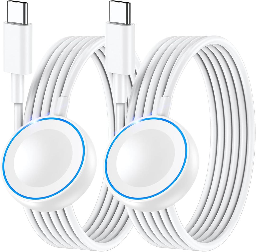 2Pack for Apple Watch Charger Fast Charging, 5W Fast iWatch Charger, 4FT Travel Essentials Magnetic USB C Charging Cable Made for Apple Watch Series 11/10/9/8/7, Ultra 3/2/1, SE3(1.2m/4ft Cable)