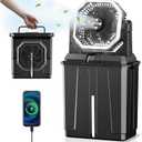 Allsion Rechargeable Misting Fan, 24000mAh Camping Misting Fan with 8L Water Bucket, 3-Speed Outdoor Cooling Fan with LED Lights, 120Oscillation for Camping, Backyard, Patio,Outdoor-Black