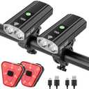 Super Bright Bike Lights for Night Riding, 5000mAh USB C Rechargeable LED Bicycle Light Front and Rear, 2000 Lumens Headlight and Back Tail Light Set for Road Mountain