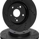 R1 Concepts Front Brakes and Rotors| Front Drilled Slotted Brake Rotors| Front Disc Brake Rotors| Fits 2004-2008 Acura TL