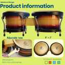 BAHAMUT Bongo Drum Set, 7"+9" Wooden Bongos Gift for Adults, Ideal for Professional Players, Comes with Tuning Wrench & Waterproof Bag