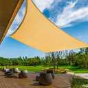 Sun Shade Sail Sand Yellow Rectangle 12FTx15FT Permeable Garden Canopy for Outdoor Patio Backyard and Deck Sun Protection Fabric with Fade and Tear Resistance