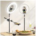Overhead Phone Mount with Ring Light Phone Holder,10" LED Ring Light for Desk with Stand and Remote for iPhone,Phone Tripod with Light for Video Recording TikTok Live Stream Cooking Kitchen Vlogging