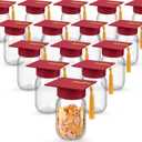 Amyhill 16 Sets Graduation Cap Candy Jar 12 oz Plastic Mason Jars Candy Containers for Class of 2026 Table Centerpieces Graduation Party Favors (Red)