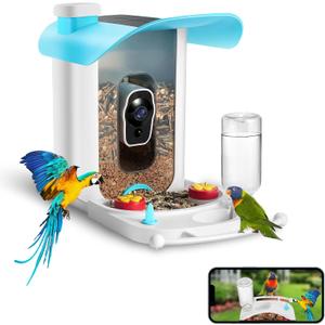 Smart Bird Feeder with Camera - HD1081p Bird Camera Auto Capture Bird Videos, PIR Detection, Solar, Night Vision, AI Recognition of Birds, Ideal Gift for Family