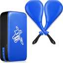 Poen 3 Pcs Taekwondo Kick Pads Muay Thai MMA Karate Sparring Gear Martial Arts Kickboxing Training Pads Punching Striking Target Equipment PU Leather Paddles Strike Curved Kick Shield (Blue)