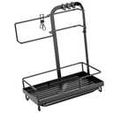 Rustproof Kitchen Sink Organizers With Detachable Tray Towel Rod Hook For Sponge Brushes Gloves Cloth Storage