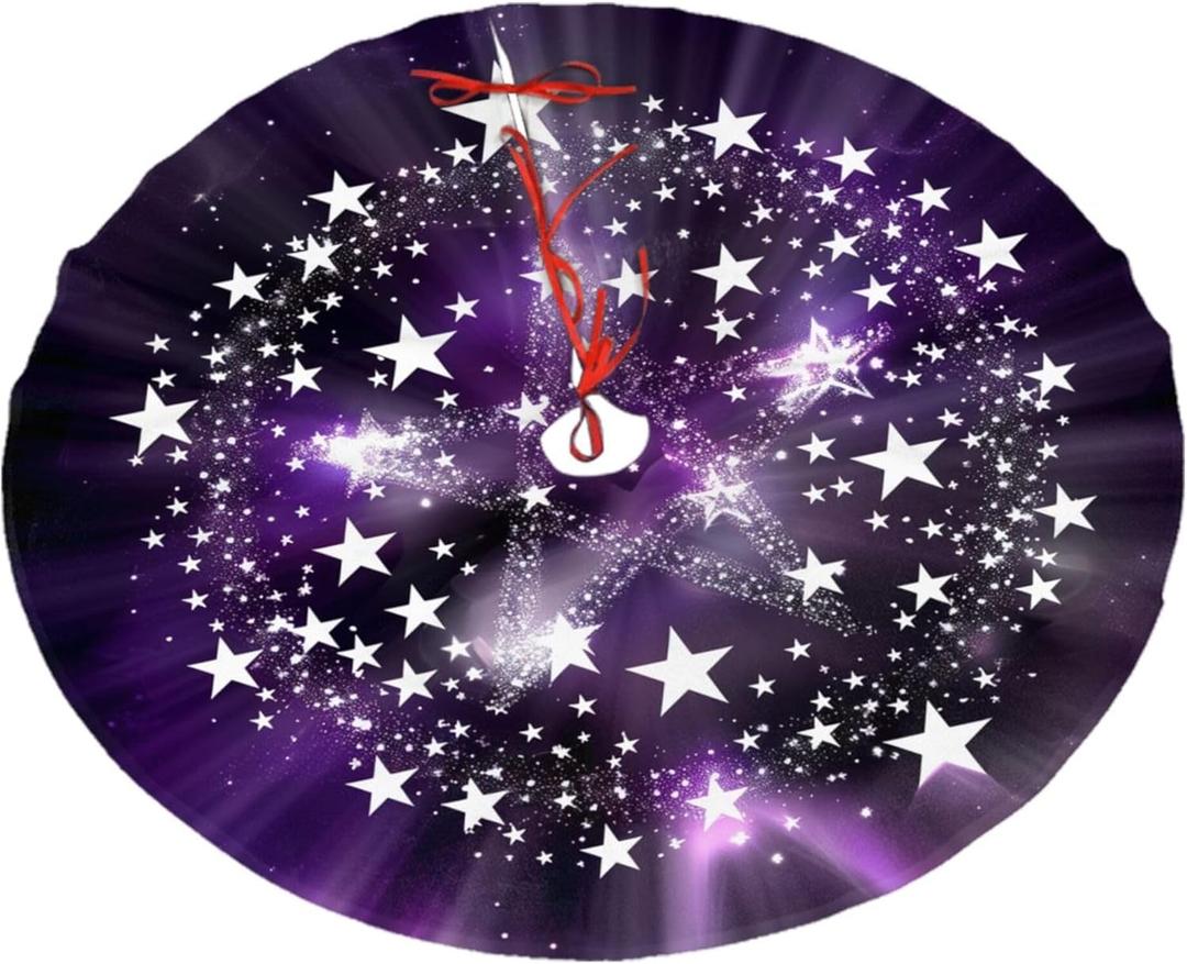 FREEHOTU Stars Pentagram Witchcraft Halloween Christmas Tree Skirt 48" Gorgeous for Xmas Party Ornaments Decoration Accessory Gift