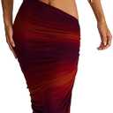 Women's Two Piece Skirt Sets Summer Beach Sexy Ruched Backless Cami Top And Cut Out Skirt Night Out Dress (M)