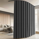 Room Divider Curtains with Ceiling Curtain Track Set Window Curtain for Bedroom,Living Room Total Blackout Thermal Insulated Privacy Ceiling Track Curtain W 9×H 6 FT Platinum Grey Drape&Black Track