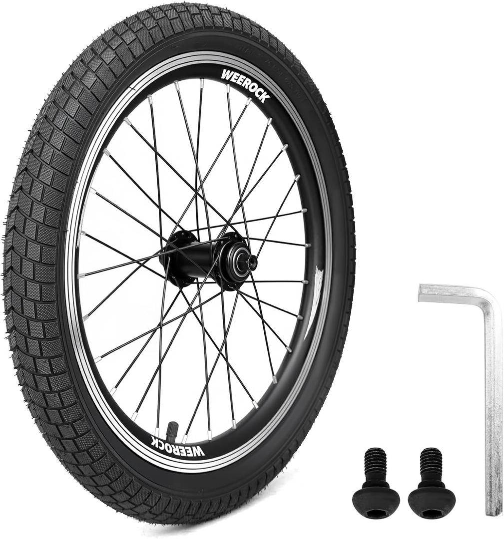 18 Inch Bicycle Front Wheel - 14Gx32H Spokes with ED Brass Nipples - 100mm Front Wheel with Tire and Tube (Front, 18 inch)