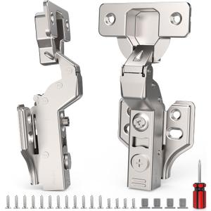 4 Pack Frameless Inset Soft Close Cabinet Hinges Clip on, 3D Adjustable European Cabinet Door Hinge, Self Close Hinge for Kitchen Cabinets, 45~110 Open Angle