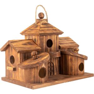 COLEBA Bird Houses for Outside,Outdoor 5 Hole Bird House Room for 5 Bird Families Bluebird Finch Cardinals Hanging Birdhouse for Garden