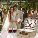 Picnic Basket for 2, Bridal Shower Gift Wedding Gifts with Mr Mrs Wine Glasses and Greeting Card, Engagement Newly Weeding Gifts for Couples 2026, Wicker Picnic Set Kit with Blanket Cooler for Beach