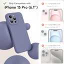 Compatible with iPhone 15 Pro Case, Liquid Silicone Upgraded Camera Protection Case with Screen Protector Soft Microfiber Lining Shockproof Protective Phone Cover 6.1", Lavender Gray