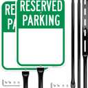 Blank Reserved Parking Signs with 54 Inch Heavy Duty Metal Stake, 14x10 Inch Reflective Aluminum, 2Pack with Hardware