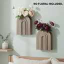 2 Pack Natural Finish Wooden Wall Vase for Dried Flowers & Pampas Grass, Boho Farmhouse Wood Flower Wall Decor for Bathroom & Living Room, Hanging Planter