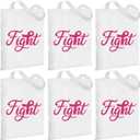 6 Pcs Breast Cancer Awareness Canvas Tote Bag Fight Gift Set Breast Cancers Gifts for Women Chemo Patients