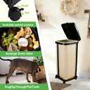Collapsible13 Gallon Trash Bag Holder Height Adjustable (3 levels) Portable Trash Bag Holder with Lid, Stand with 4-Wheels Plastic Outdoor Trash Can Suitable Kitchen Garbage Can for Outside Indoor