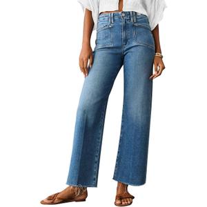 KUNMI Jeans for Women Wide Leg Baggy High Waist Boyfriends Straight Leg Stretchy Denim Pants Trendy Fall 2025 (Blue, L) 14