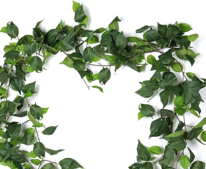 2 Strands Fake Scindaps Vines 68" Bendable Silk Garland Greenery Artificial Vines Decor for Bedroom Faux Hanging Vine Decor for Home Wall Party Room Wedding Decoration Vine