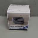 Travel Neck Pillow with 100% Pure Memory Foam, G-Shape, Includes Eye Mask & Ear Plugs, Ergonomic Design for Airplane, Car & Office, etc, Beige Gray