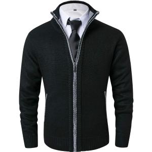 Vcansion Men's Classic Cardigan Sweaters Stand Collar Slim Fit Casual Knitted Sweater, US Large