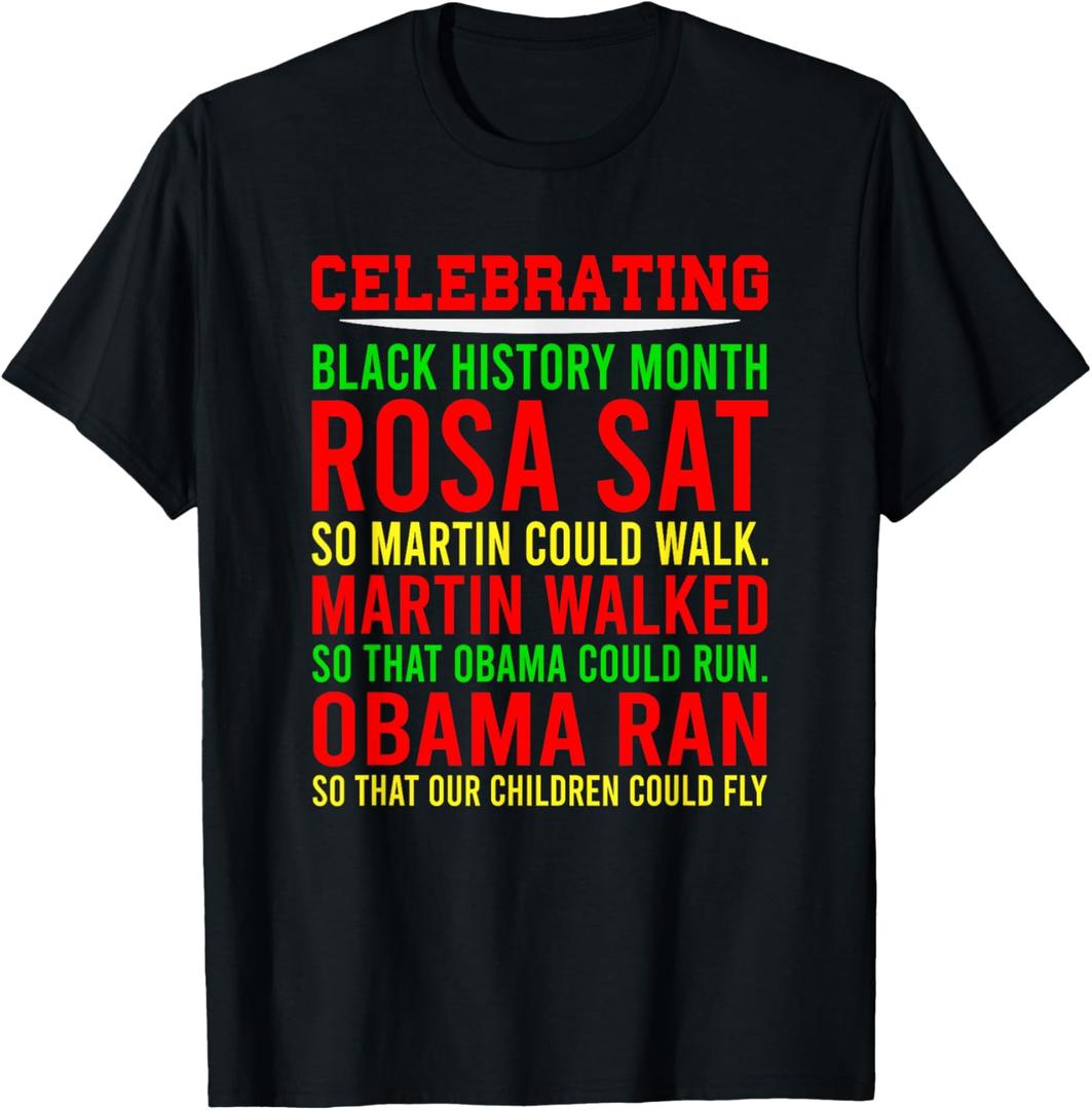 Celebrating Black History Month, Inspirational Power Leaders T-Shirt, Large