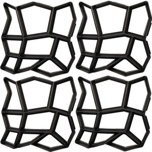 Concrete Molds and Forms, Walk Path Maker Walkway Stone Molding Paving Pavement Stepping Stone Outdoor Paver Cement Mold for Patio, Lawn & Garden (4Packs 13X13X1.4 inch)
