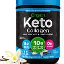 Orgain Keto Collagen Protein Powder, Vanilla - 10g Grass Fed Hydrolyzed Collagen Peptides for Women & Men, Type I & III, 5g MCT Oil - Hair, Skin, Nail, & Joint Support, Non-GMO, Gluten Free - 0.88lb (EXP 12/13/26)