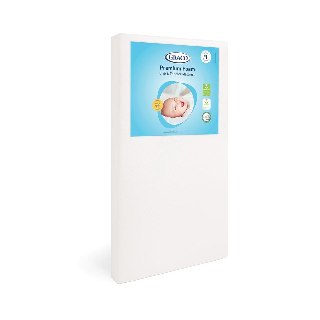 Graco Premium Crib & Toddler Mattress  GREENGUARD Gold Certified, CertiPUR-US Certified Foam, Machine Washable Cover with 100% Waterproof Surface, Fits Standard Full Size Baby Crib and Toddler Bed