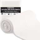 2x2 Acrylic Rib Knit Fabric, Warm & Soft, Stretchy Knitted Ribbing for Cuffs, Collars and Waistbands, Acrylic-Polyester Blend, 6.5 x 33.5 Inches (Off White, 6.5 x 33.5 Inches)