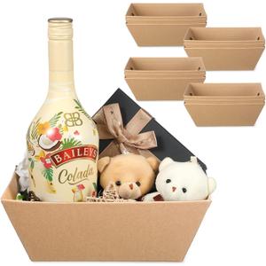 12 PCS Mother's Day Sturdy Baskets for Gifts with Handle Bulk Small Gift Basket Empty for Xmas Valentines Mother's Day(Classical,Brown) (1 Count (Pack of 12))