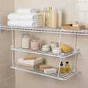 Leinuosen 2 Pack Stackable Wire Shelves 21.5'' x 10.75'' x 7.87'', Stack and Hang Wire Shelves for Closet, Space Saving White Shelf Extender for Closet, Kitchen, Laundry Room, Bathroom, Pantry