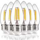 ALAMPEVER E26 LED Bulb 60W Equivalent, Dimmable B11 Candelabra Light Bulbs, 2700K Soft White, 450LM, Vintage Edison Style, Perfect for Ceiling Fans & Home Decor, Pack of 6 