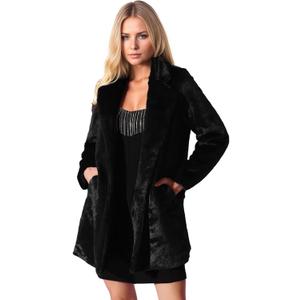 Allegra K Women's Faux Fur Coat Lapel Warm Overcoat Winter Open Front Casual Long Fluffy Jackets (Medium)